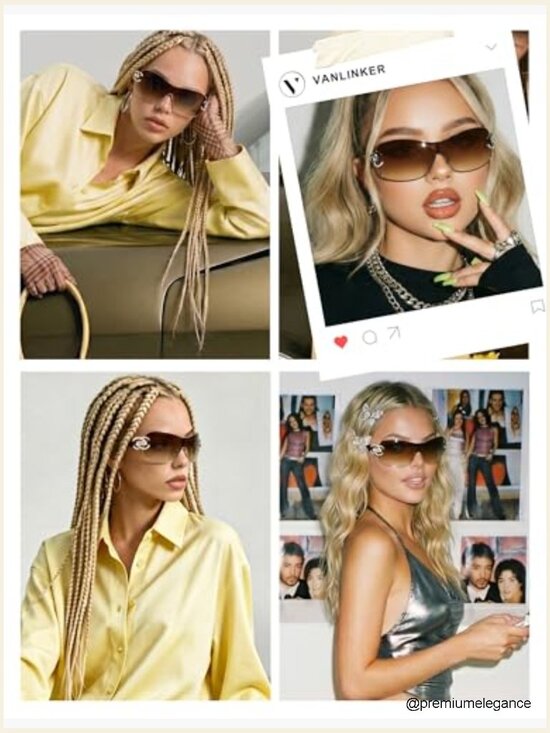 Wrap Around Y2K Sunglasses Oversized Shield Frameless Shades Unisex